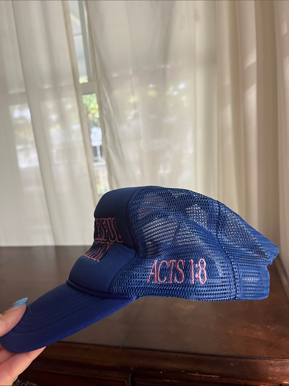 Powerful Woman Blue Trucker Hat - Picture 2 of 2